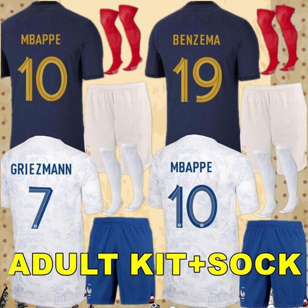 

Maillots de football 2022 Soccer Jerseys French BENZEMA Football shirts MBAPPE GRIEZMANN POGBA kante maillot foot kit top shirt MEN sets, 2022 away adult kit