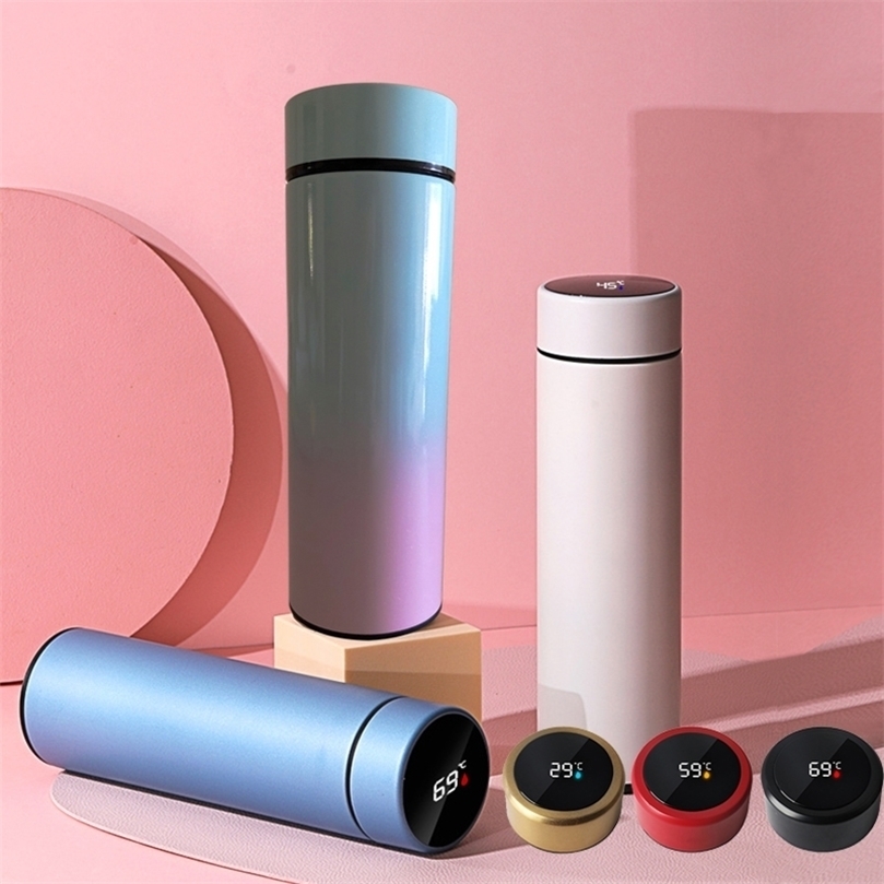 

Water Bottles smart digital water bottle keeps cold and heat thermal Stainless Steel Thermos for baby children kids terms 220927, Pink