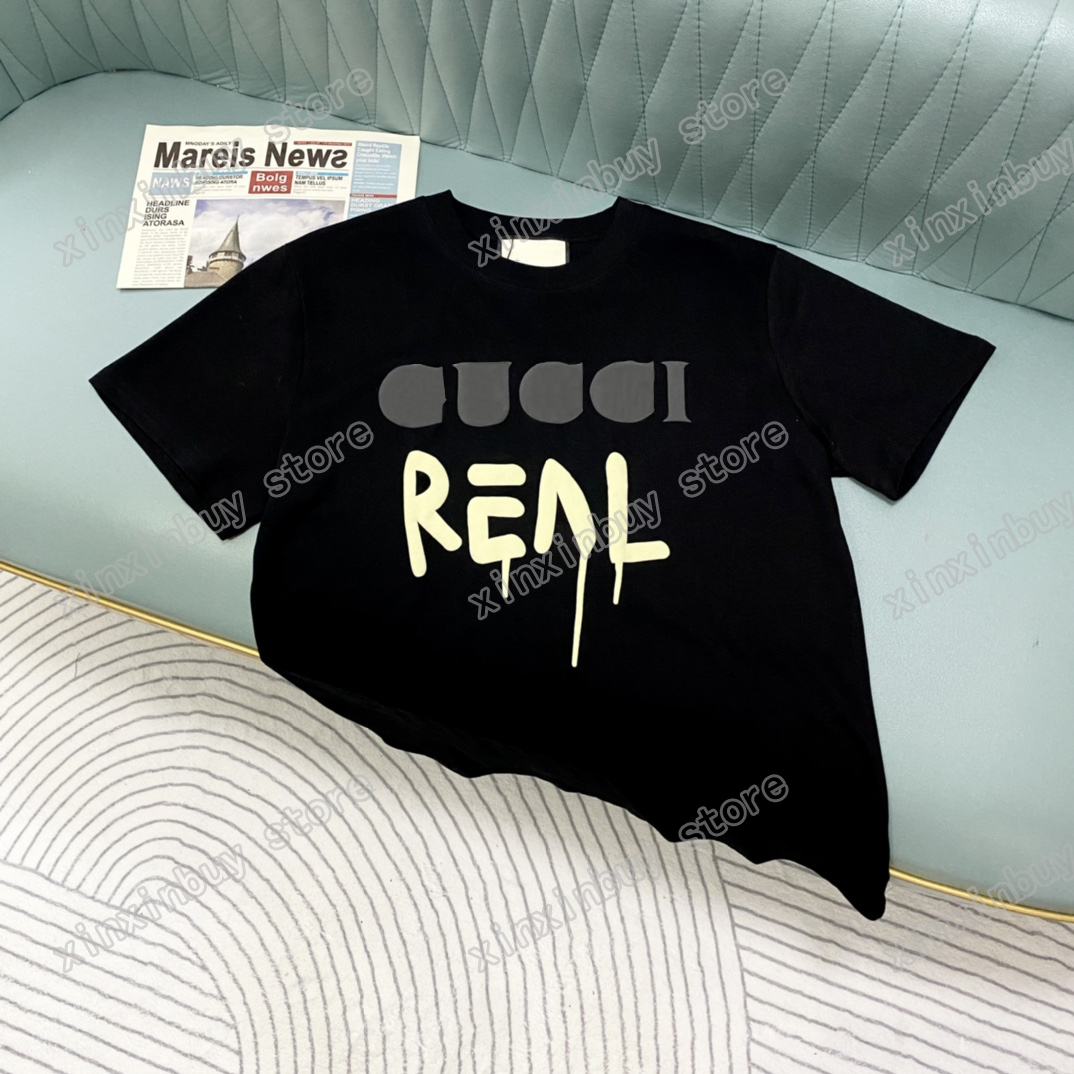 

22ss Men Designer t shirts tee REAL letter print sunshine short sleeve Crew Neck Streetwear white xinxinbuy XS-L, 01