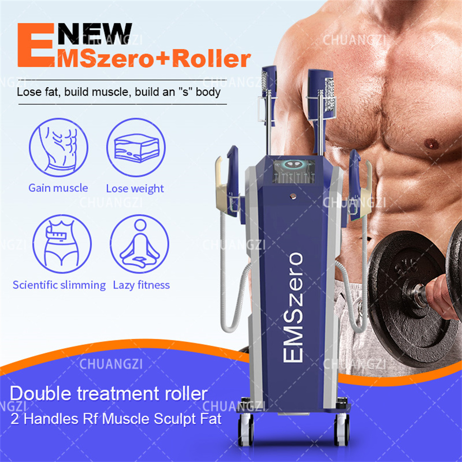 2 poignées à rouleaux/4 poignées NEO 14 Tesla EMS RF Stimulation musculaire graisse réduire bâtiment électromagnétique HIEMT DLS-EMSzero Neo