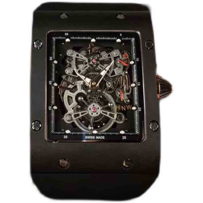 

watches wristwatch Luxury richa milles designer men's Square fully automatic mechanical watch ceramic hollow out personalized tape luminous fashion atmosphere, Black