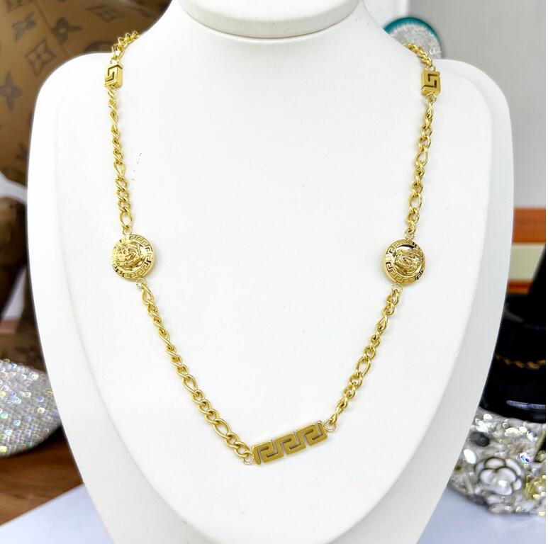Fashion new designed Pendants Cuba thick chain necklace Banshee Medusa head portrait 18K gold plated women ladies necklaces Designer Jewelry Ve4-image-799395349