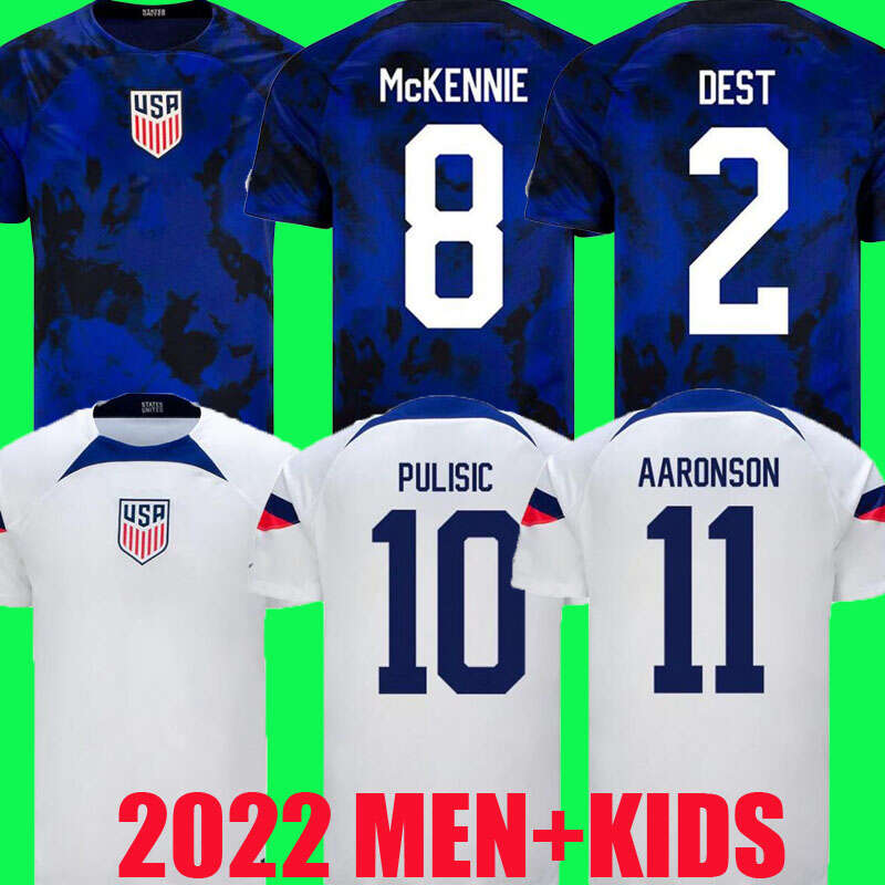 

2022 World Cup PULISIC US soccer jersey men kids kits united states football shirt AARONSON REYNA McKENNIE MORRIS DEST YEDLIN Llanez National Team, 2022 home +wc patch