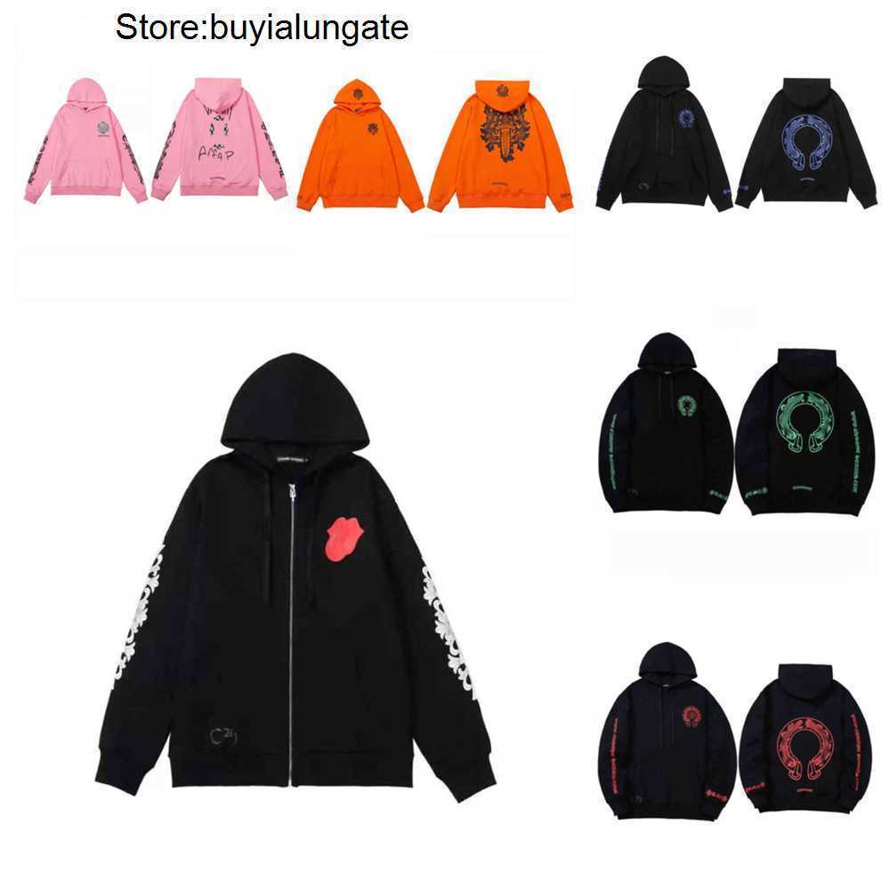 

Men's Hoodies Sweatshirts Mens Luxury Chrome Designer Ch Classic Zipper Hooded Sweater Cross Flower Pullover Sanskrit Hearts Casual Tops Coat, 40