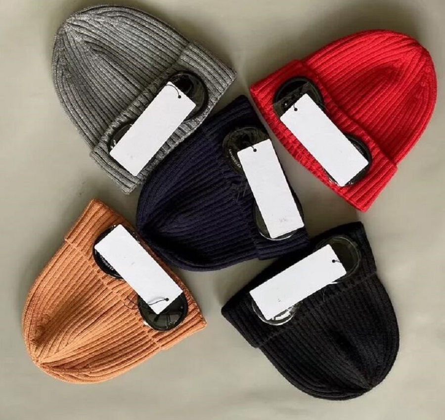 

11 Style Europe Designer Knitted Hats windbreak hood Autumn Winter warm One Two Lens Glasses Beanies Winter outdoor cotton men mask casual male skull caps black grey, One lens navy blue