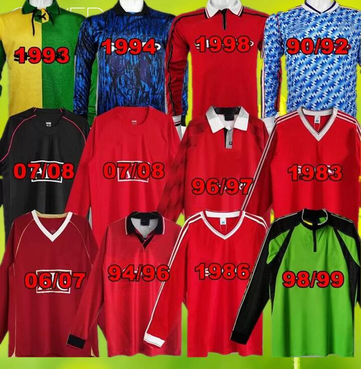 

XXL long soccer jerseys 06 07 08 90 92 94 96 1983 19861993 1996 1998 1999 Giggs ROONEY SCHOLES Beckham CANTONA KEANE Solskjaer retro Jerseys, 90/92 away