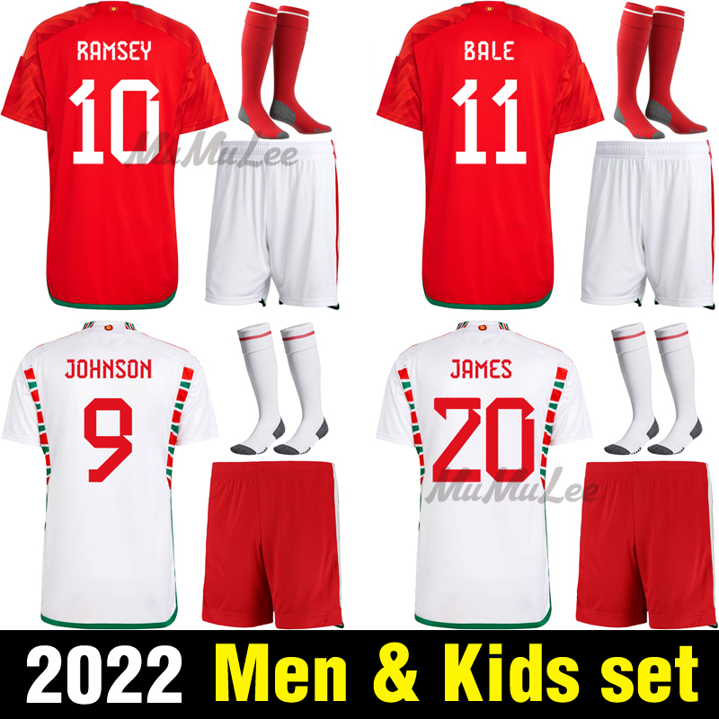 

2022 Wales BALE WILSON Soccer Jerseys world cup ALLEN RAMSEY Mens 22 23 National Team Rodon VOKES Home away Football Shirt Uniforms men kids set