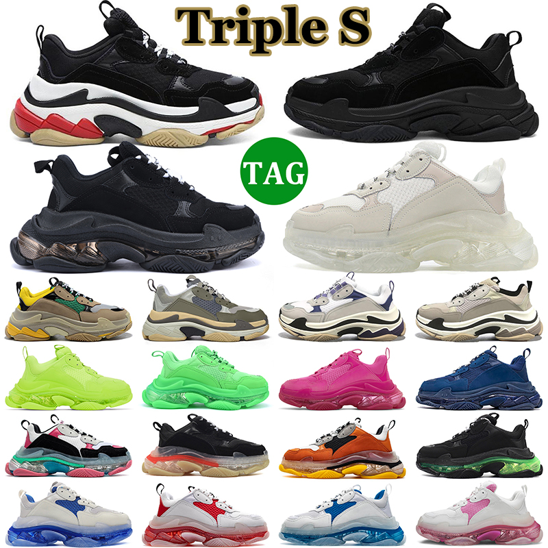 

Designer Triple S Sneakers Casual Men Luxury Shoes Clear Sole Black White Beige Teal Blue Bred Red Pink Mens Women Trainers Platform Jogging Walking