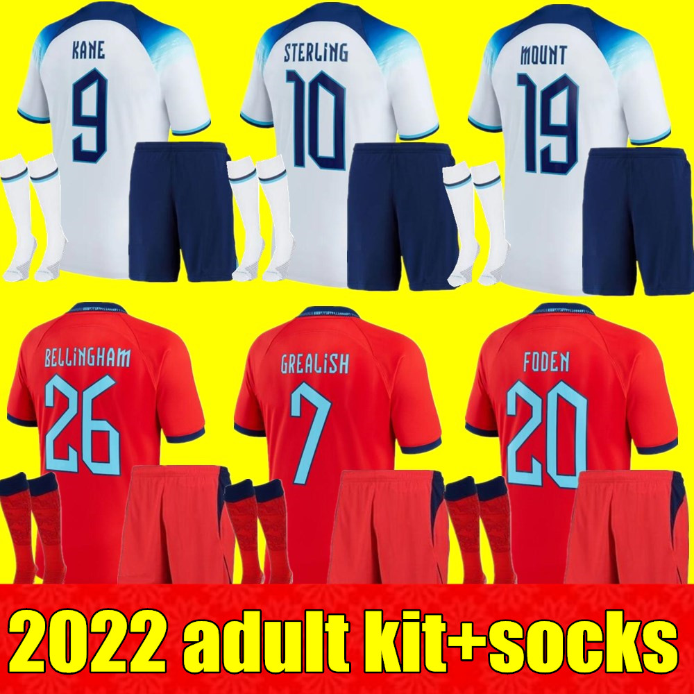 

New Men kits Angleterre FODEN soccer jerseys 2022 KANE STERLING GREALISH RASHFORD MOUNT BELLINGHAM ENGlANDS SANCHO 22 23 national Football shirt adult kit uniform, Away+socks