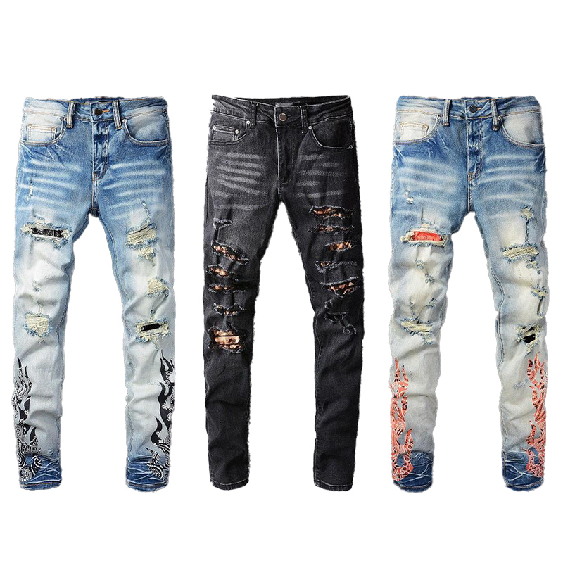 

2022 Jeans Designer Men Hip-hop Fashion Zipper Hole Wash Jeans Pants Retro Fold Stitching Mens Design Motorcycle Riding Cool Slim Pant Black Jean, I need see other product