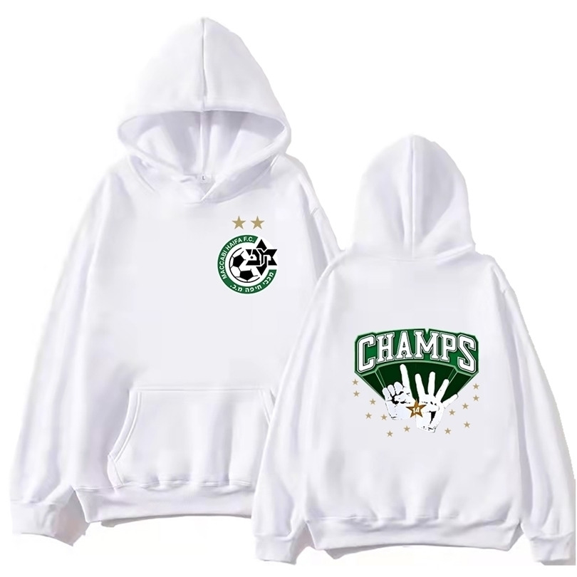 Mens Hoodies Sweatshirts Israel Championship Football Team Haifa Maccabi Pattern Print Hoodie Mens Spring and Autumn Sports Oversized Multicolor