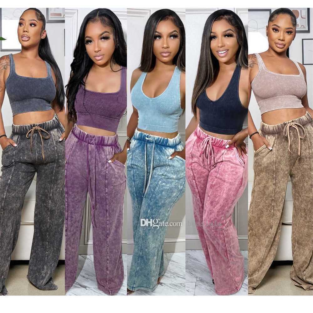 Pantalon décontracté à jambes larges pour femmes, mode automne-hiver 2022, ample, imprimé, taille haute élastique, avec poches