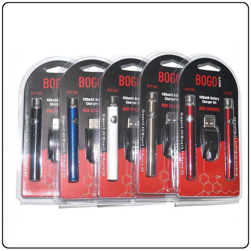 

BOGO Vape Battery Preheating Double Vape Pen 400mAh Variable Voltage Preheat Dual Blister Kits 510 Thread Batteries