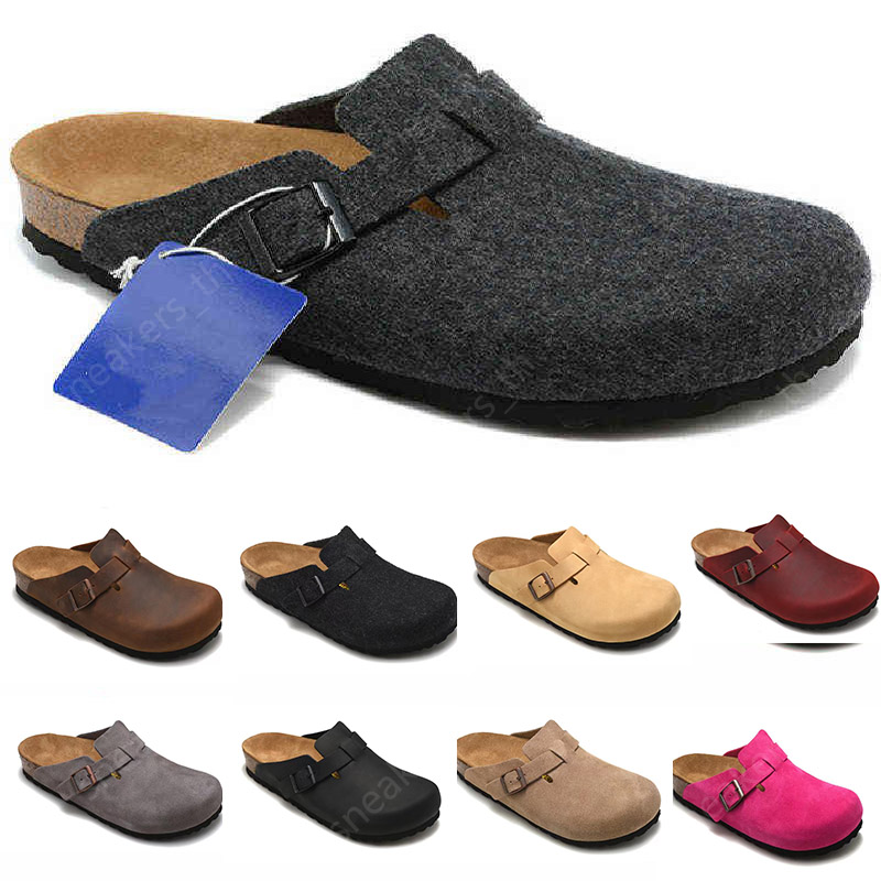 

Designer Boston Slippers Cork Flat Slipper Men Women Beach Sandals Wrapped Toe Leather Slides Thick Soled Casual Shoes Germany Birkenstock Sandals, Color7