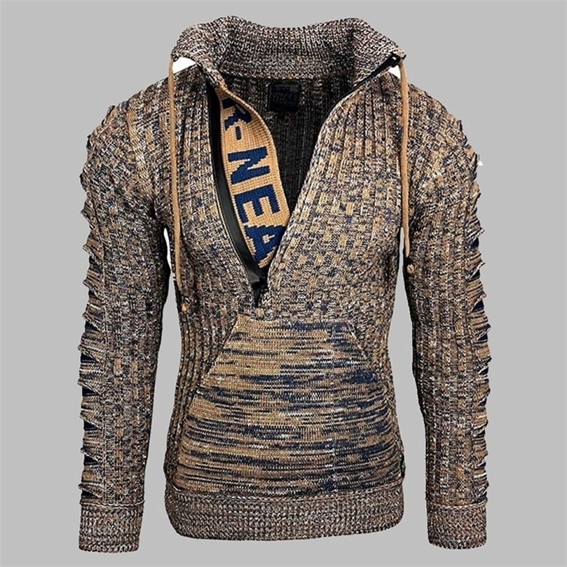Mens Sweaters Winter mens sweater fashion High street pullover men Letter printing Half zipper knitting sweater men year Sweatercoat 220929