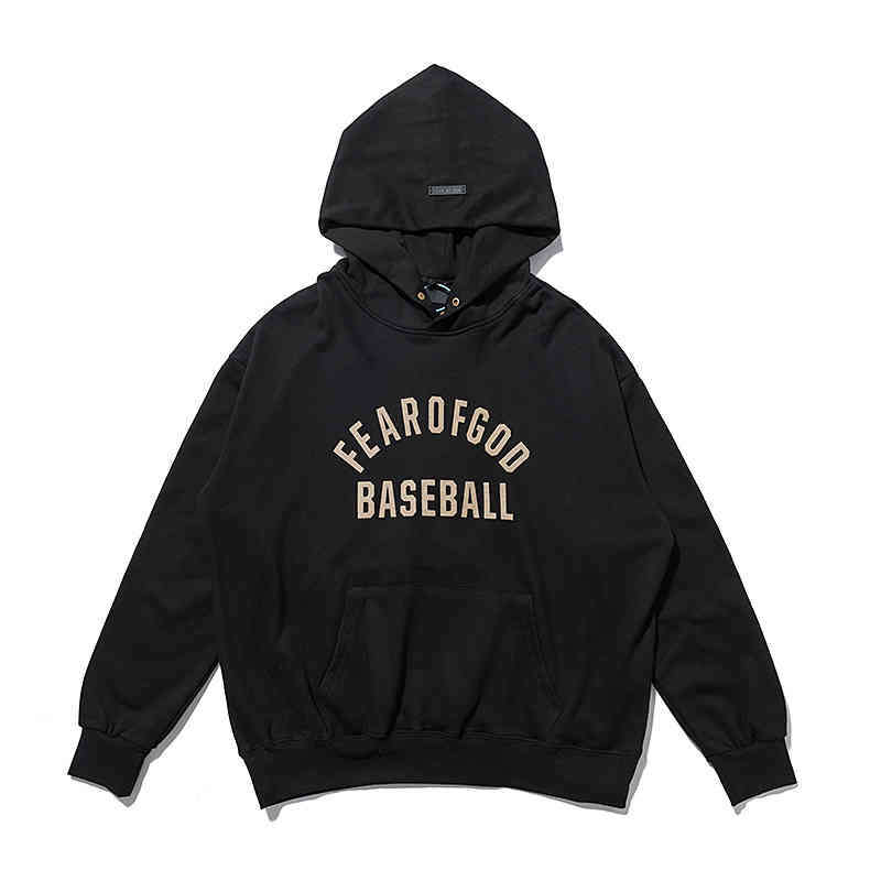 

Men' Hoodies Sweatshirts Essentials Hooded for Mens Fog Sweater Bear of God Season 7 Xiaozhongchao Brand High Street Loose Round, Cement white