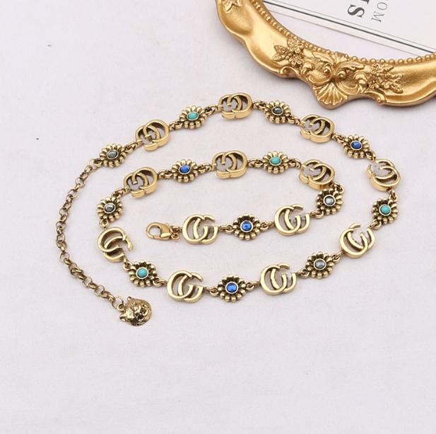 13Style Luxury Designer Double Letter Pendant Necklaces 18K Gold Plated Pearl Rhinestone Sweater Necklace for Women Wedding Party Jewelry Accesso