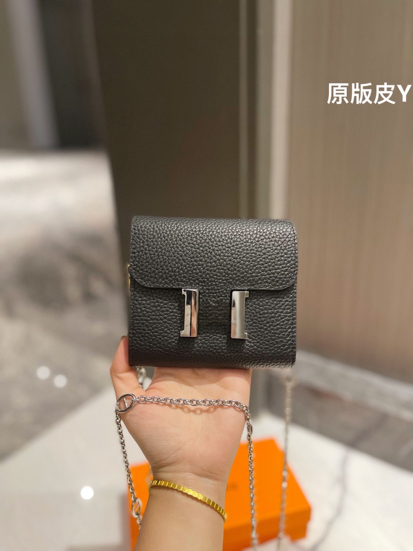 

Fashionbags designer hand bag cross body onto mm litchi grain cowhide pure steel buckle 13cm mini classic shoulder bag luxury crossbody sling kangkang bags, Empty box