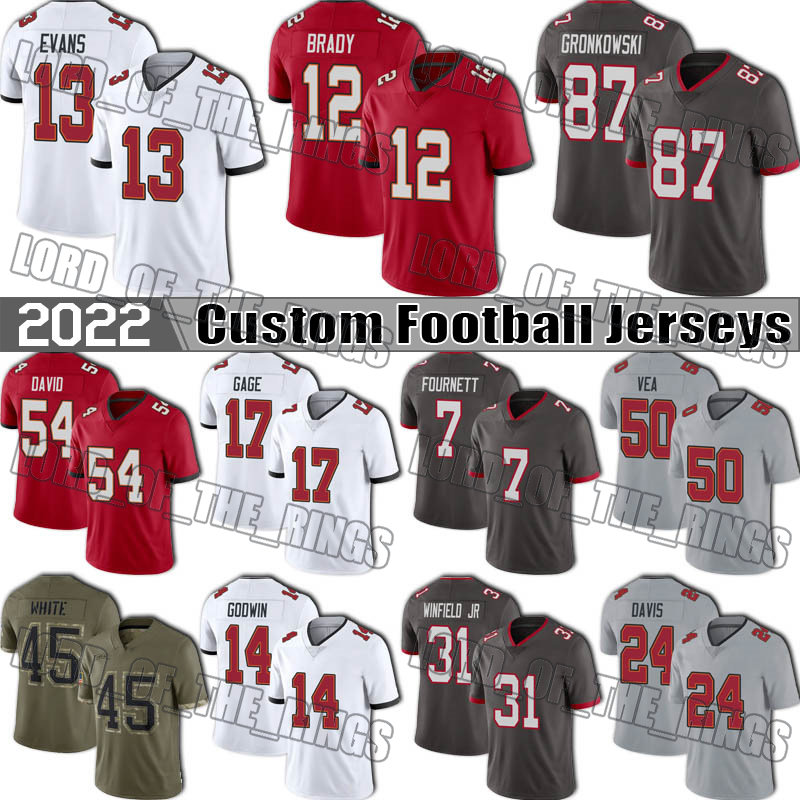 

12 Tom Brady Football Jerseys Mike Evans Devin White Chris Godwin Julio Jones Buccaneers Jersey Tampa Bayes Fournette Cameron Brate Vita Vea Ryan Joe Tryon Shoyinka, Youth custom jersey (hd)