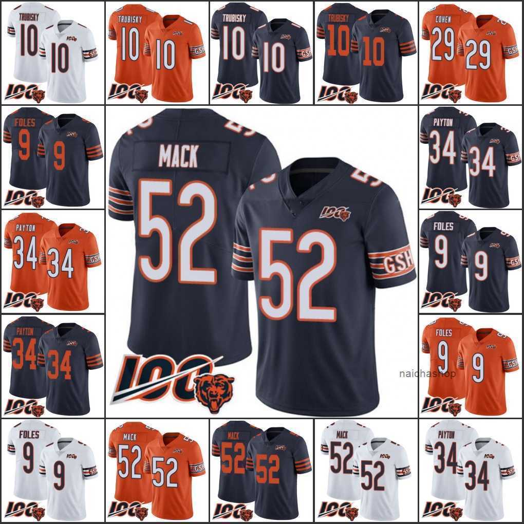 

Jersey Chicago''Bears''Men #10 Mitchell Trubisky 9 Nick Foles 34 Walter Payton 52 Khalil Mack 100th Limited''NFL''Jersey, 10