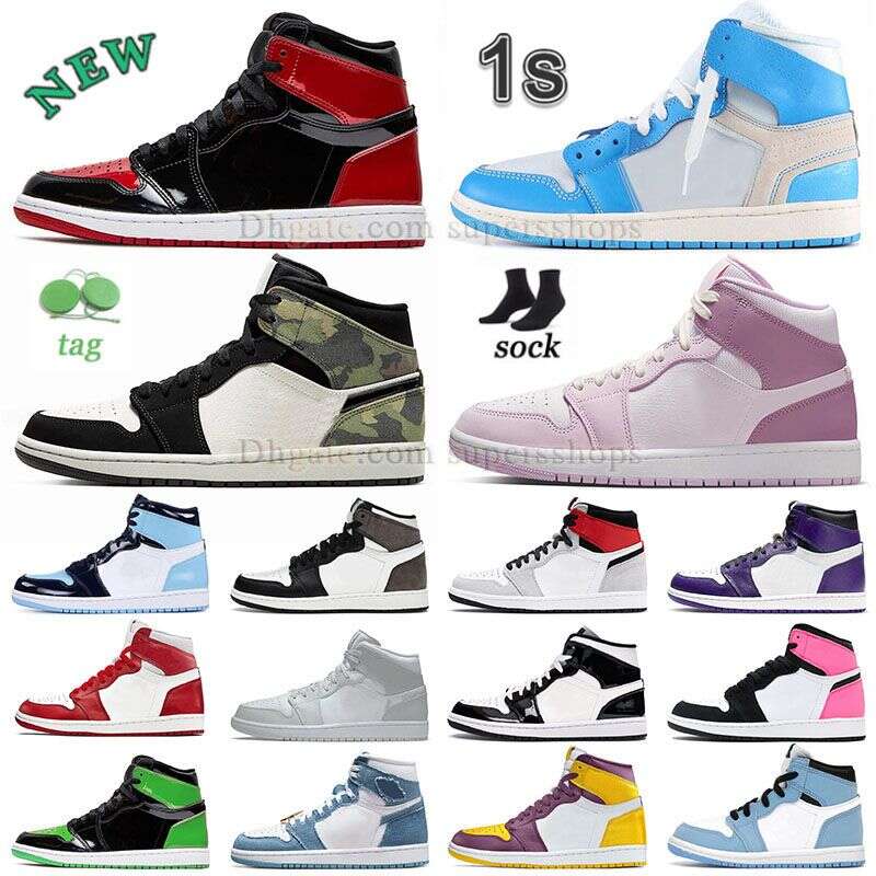 

High Og Bred Patent 1s Basketball Shoes Mens Womens j Jumpman 1 Reto Mid Camo Grey Unc University Blue Arctic Orang Valentines Day Digital Jordans1 Jordan1, A81 36-45 beginnings pack
