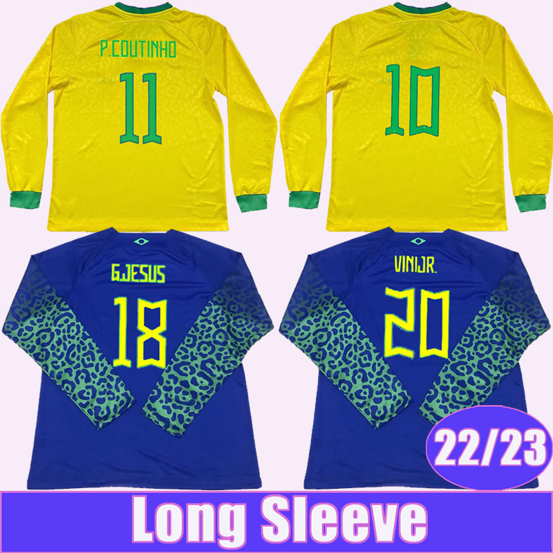 

2022 23 P. COUTINHO Mens Soccer Jerseys National Team RICHARLISON VINIJR.RICHARLISON G.JESUS CASEMIRO Home Away Long Sleeve Football Shirts, Cx10211 22 23 away no patch