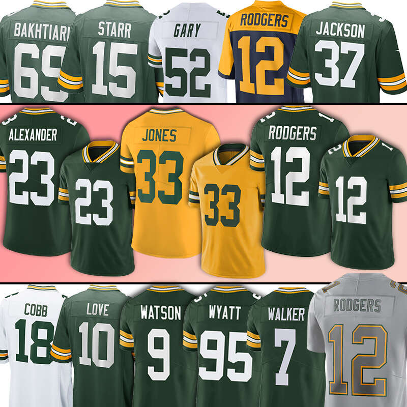 

2022 Custom Football Jerseys Walker Aaron Rodgers Green Watson Bayes Packer Jones Jaire Alexander Christian Dillon Quay Rashan Gary Allen Stitched Jersey, Men(bao zhuang gong)