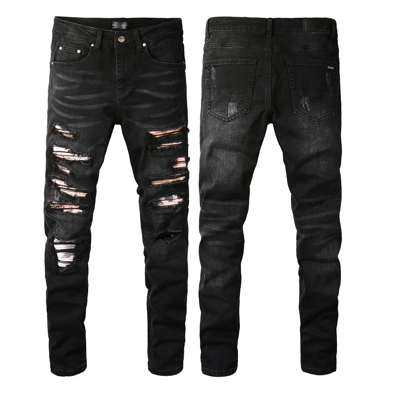 

Men's Jeans for Designer Skinny Fit Rip Skull Slim Biker Mens Denim Distress Cult Rapper Street Hip Hop Curvy Long Straight Leg St with Hole Softener American AMIRI, 019