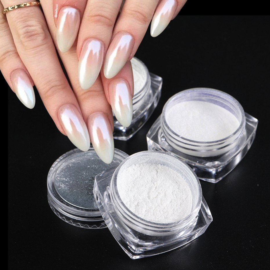 

Nail Glitter 3pcs set Shell Pearl Powder White Fairy Chrome Art Pigment Moonlight Dust Decorations LAZY01 03 220929