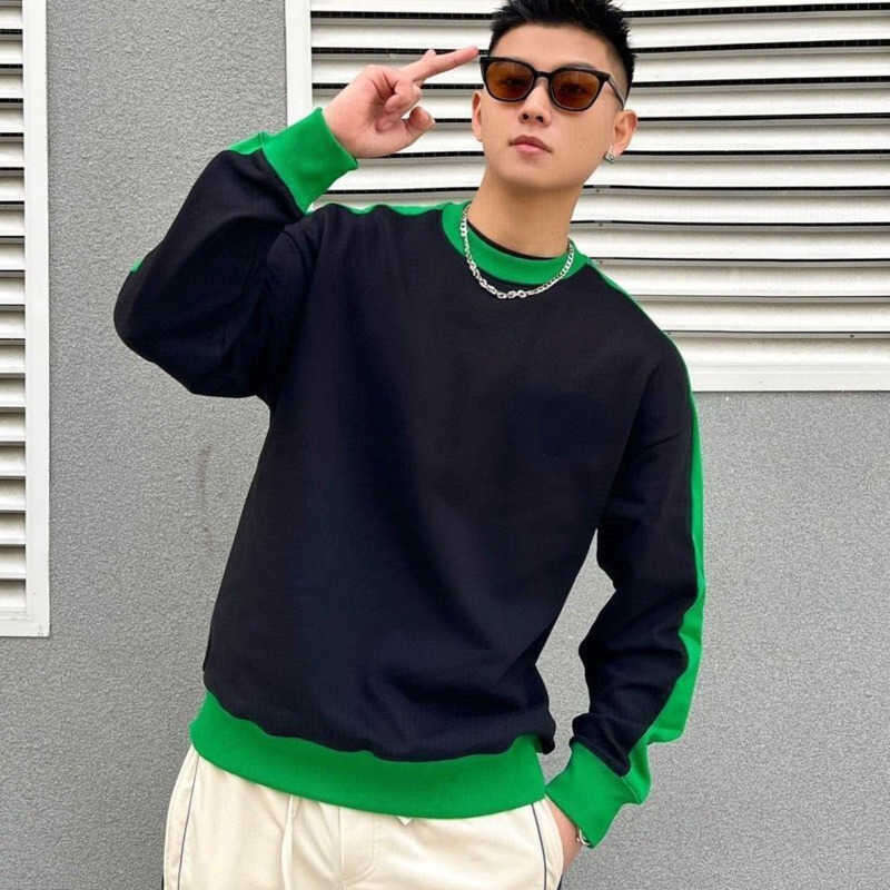

mens sweatshirt designer hoodie Bottegav Two-color Stitching Round Neck sweater man Casual Pullover Women Long-sleeved T-shirt 4xl, Green