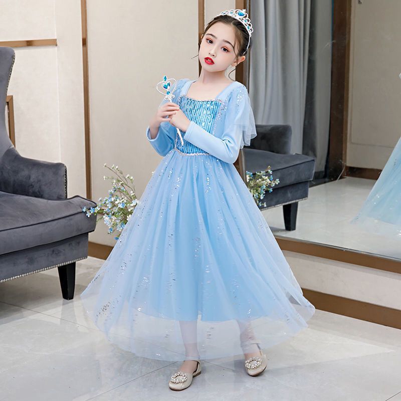 

Disney Ice and Snow Sweet Dress Girl Princess Dress Holiday Gift, Wathet blue