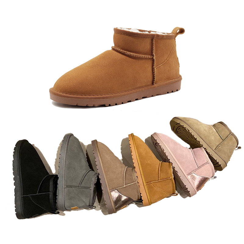 

Brown Ankle Mini Boots Warm Winter Fluffy Boot Australia Flat Heels Real Leather Designer Men Snow Bottes Cowboy Shoes, 6#