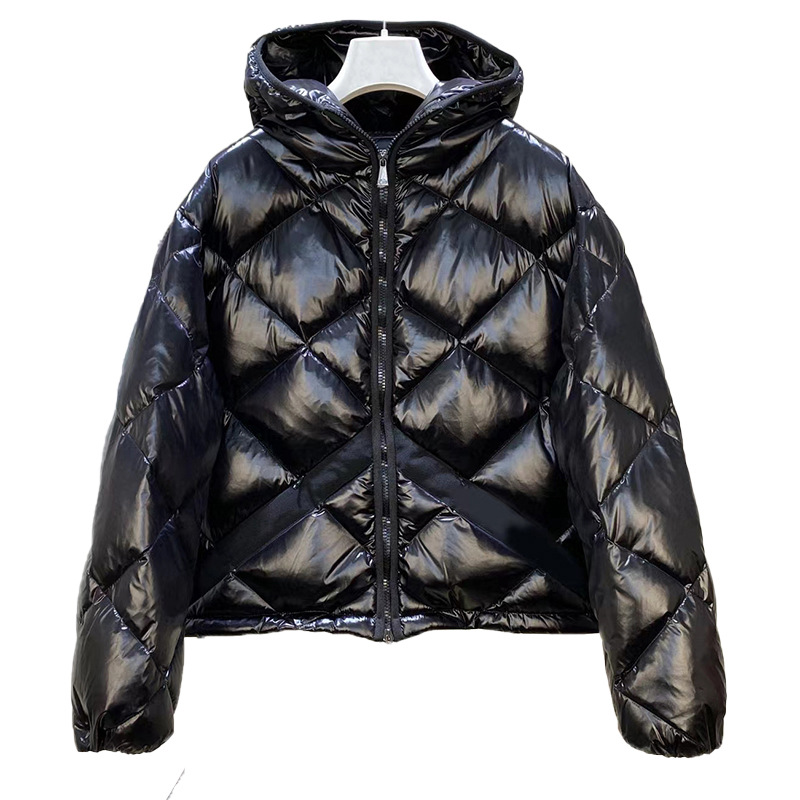 

Maya Designer Women's Down and Parkas Couples Web Ribbon Diamond Slim Fit Slim Hooded Versatile Jacket Embroidered Badge Stylish Casual Loose Cropped Jackets, Supplement (not shipped separately)