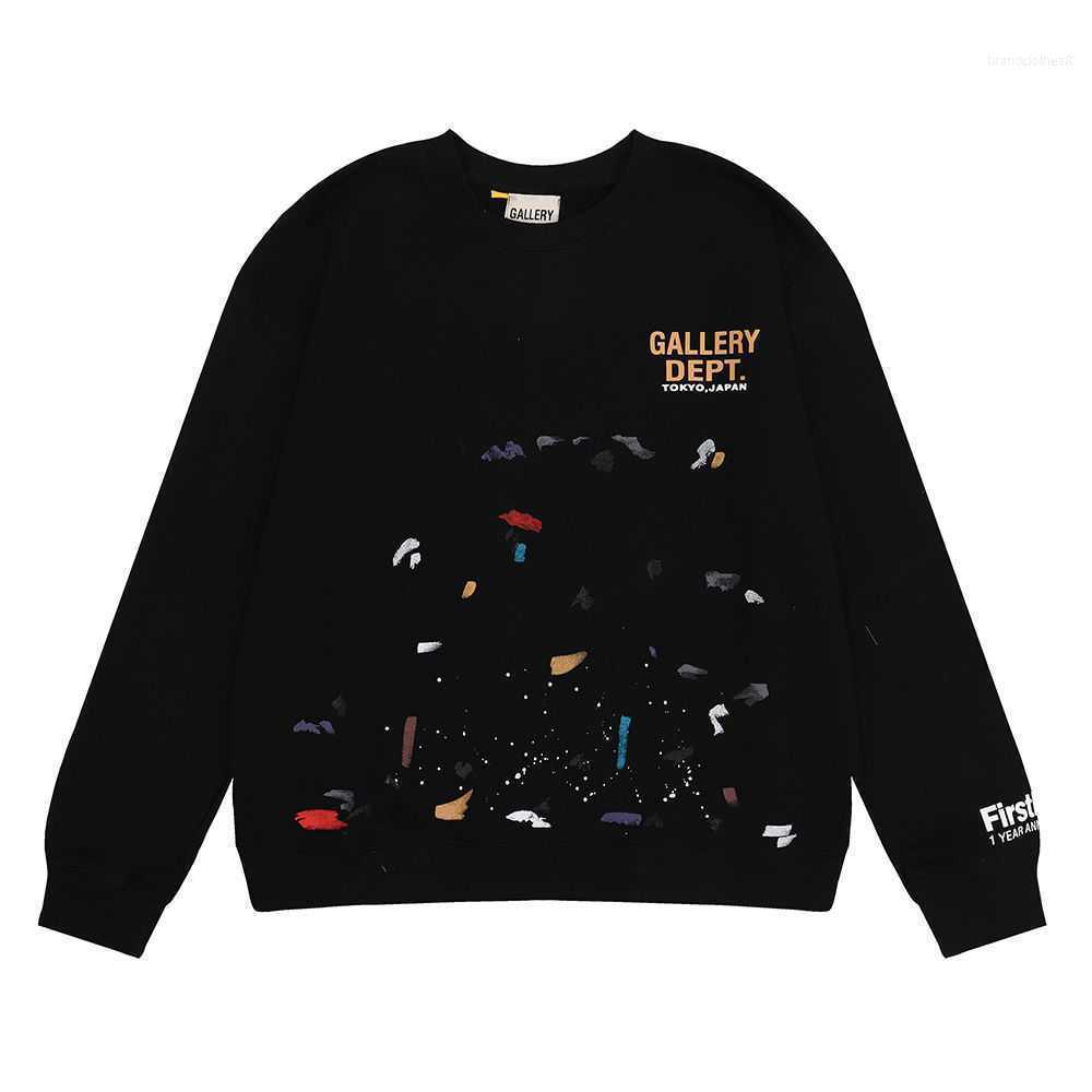 

Galleries Dept Designer t Shirt Pullover Fashion Splashing Hand-painted Printing High Gram Pure Cotton Terry Round Neck Sweater for Men 6C21, Black 6317