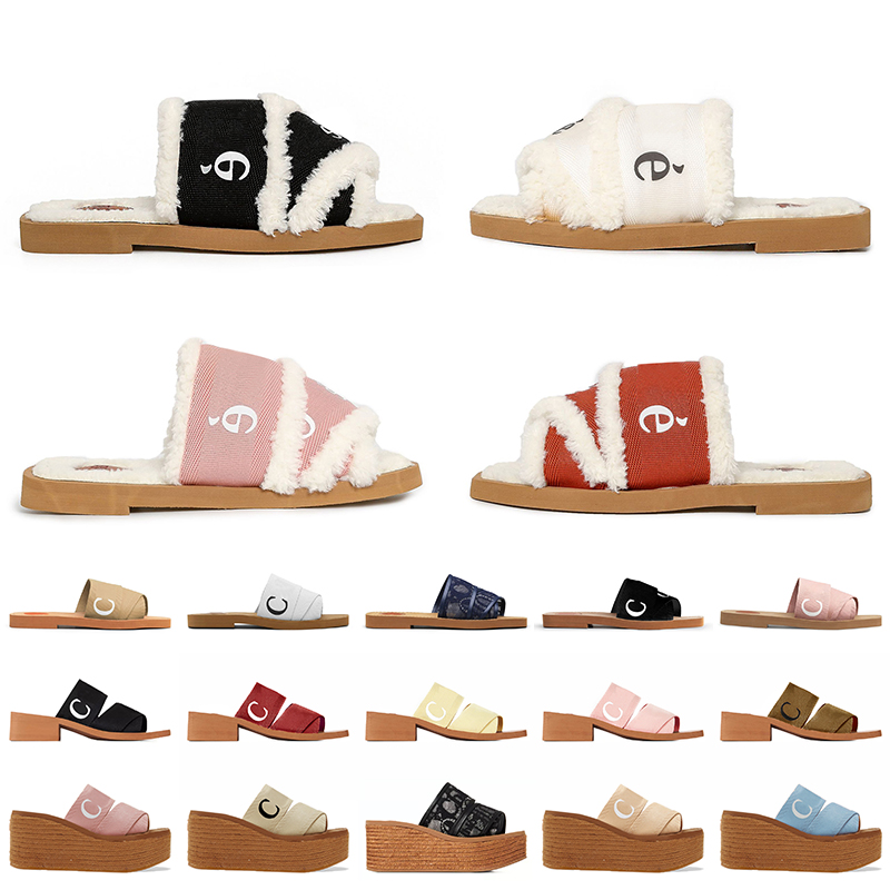 

Fashion Luxury Fur Slippers Designer Women Slides Shoes flat mules canvas Sliders White Black Sail Scuffs Pool Beach Shoes Platform Straw Rubber Casual Sandals, A10 35-42