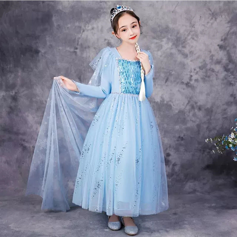 

Disney Ice and Snow Sweet Dress Girl Princess Dress Holiday Gift lovely, Wathet blue
