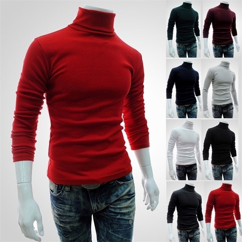 Mens Sweaters Autumn Winter Mens Sweater Mens Turtleneck Solid Color Pullovers Men Clothing Slim Fit Male Knitted Sweaters pull homme MY277 220929
