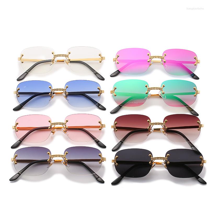 

Sunglasses Desiger Vintage Fashion Women Men Shades Rimless Gradient Sun Glasses Party Top INS