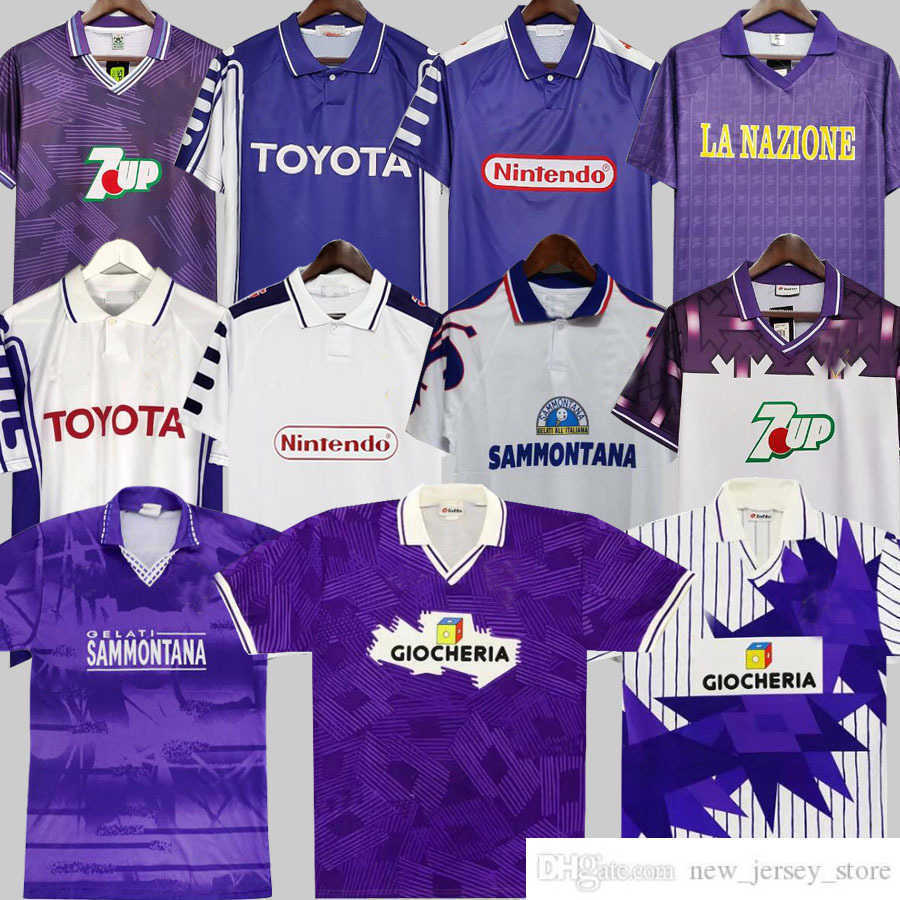

FiorentinaS Retro Soccer Jerseys EDMUNDO BATISTUTA RUI COSTA Fiorentina Home away Football Shirt Camisas de Futebol 89 90 91 92 93 94 95 96, 98/99 home