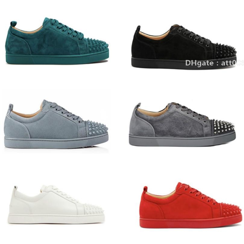 

Red-Bottoms Christians Best Designer shoes Red junior Studded Spikes Sneakers mens real leather trainers Party shoes 24 Hid, Leather 10