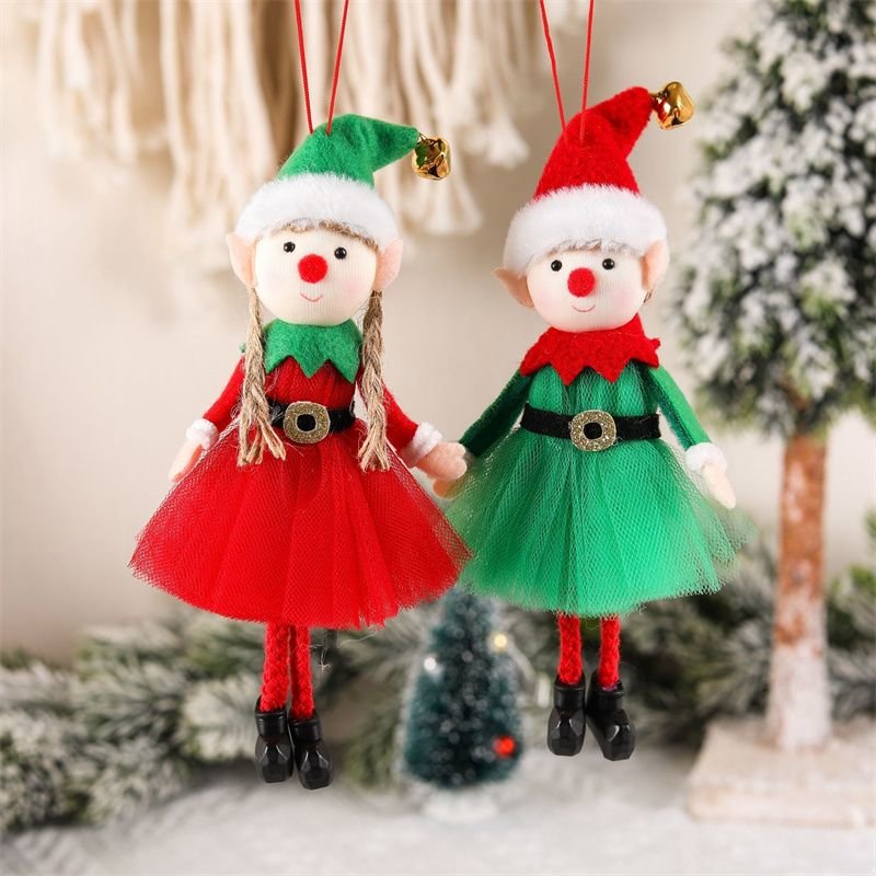 

Christmas Elf Dolls Decoration Adorable Boy and Girl Xmas Tree New Year Ornament Home Gifts