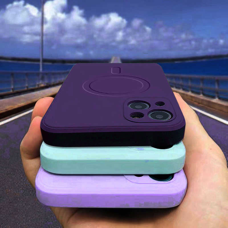 

Cell Phone Cases UTOPER Square Silicone For Magsafe Magnetic Wireless Charge Case For iPhone 13 14 12 11 Pro Max XS Mini X XR 8 Plus Back Cover T220929, Blue color