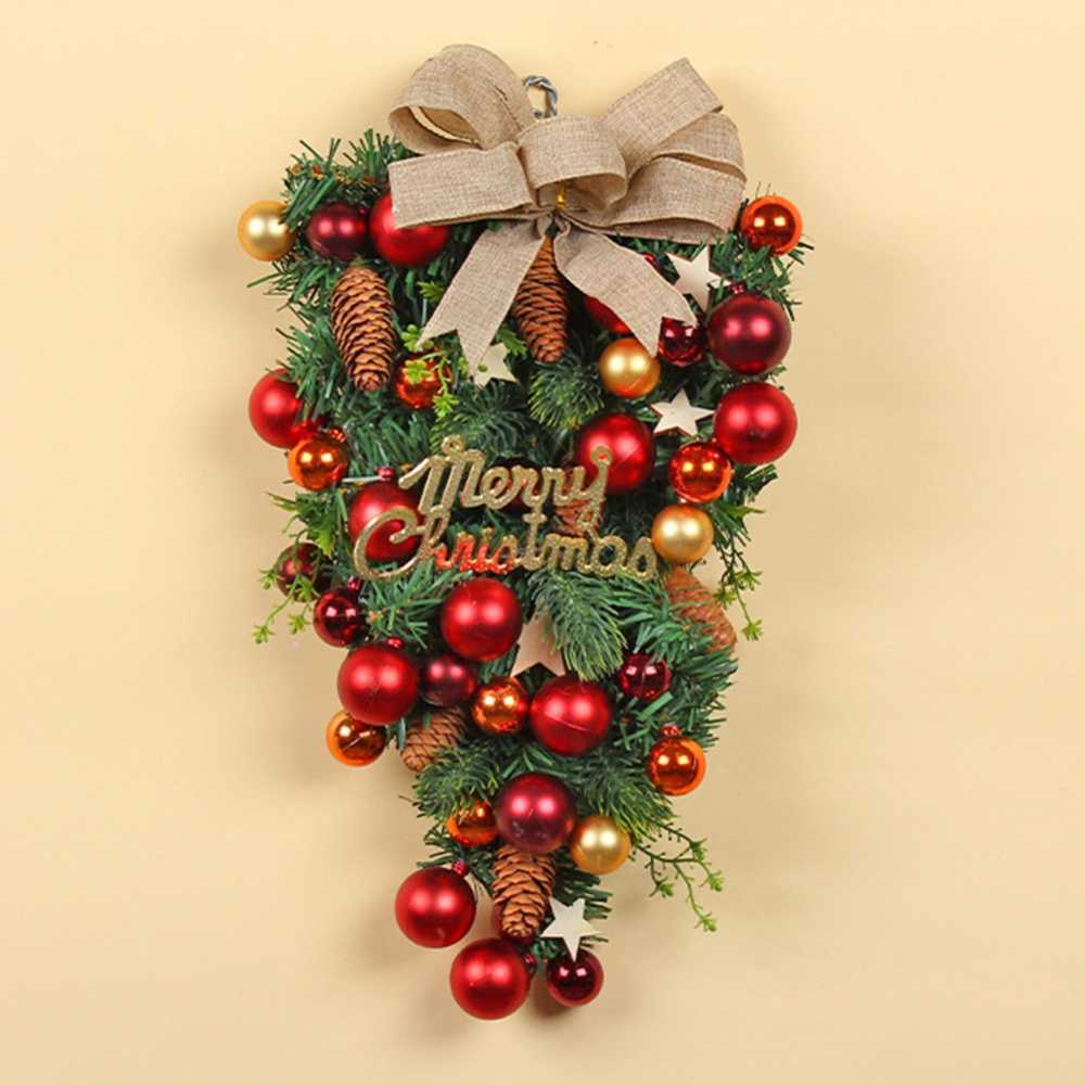 

Decorative Flowers Wreaths Christmas Wreath Artificial bow Christmas Decoration Ball Garland Hanging Ornaments Front Door Wall Decor Xmas Tree Wreath J220928