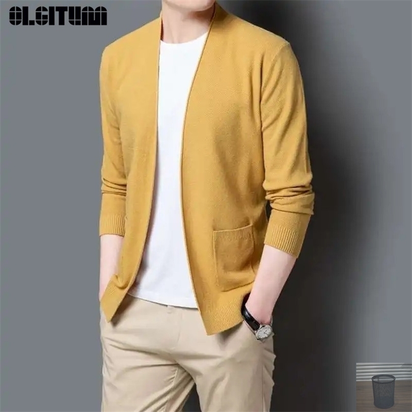 Mens Sweaters Spring And Autumn Mens Vneck Sweater Cardigan Thin Section Korean Slim Solid Color Jacket Mens Casual Cotton Sweater 220929
