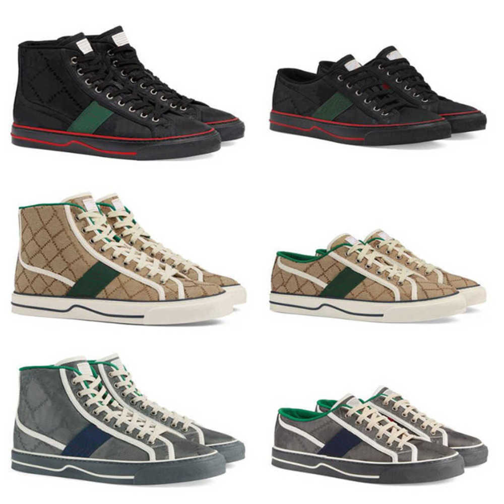 

TBTGOL Men Grid High top Sneakers 1977 Designer Shoes Green Red Web Stripe Canvas Flats Off The Runner Trainers Rubber Sole Shoe High Quality NO414, 4 low top