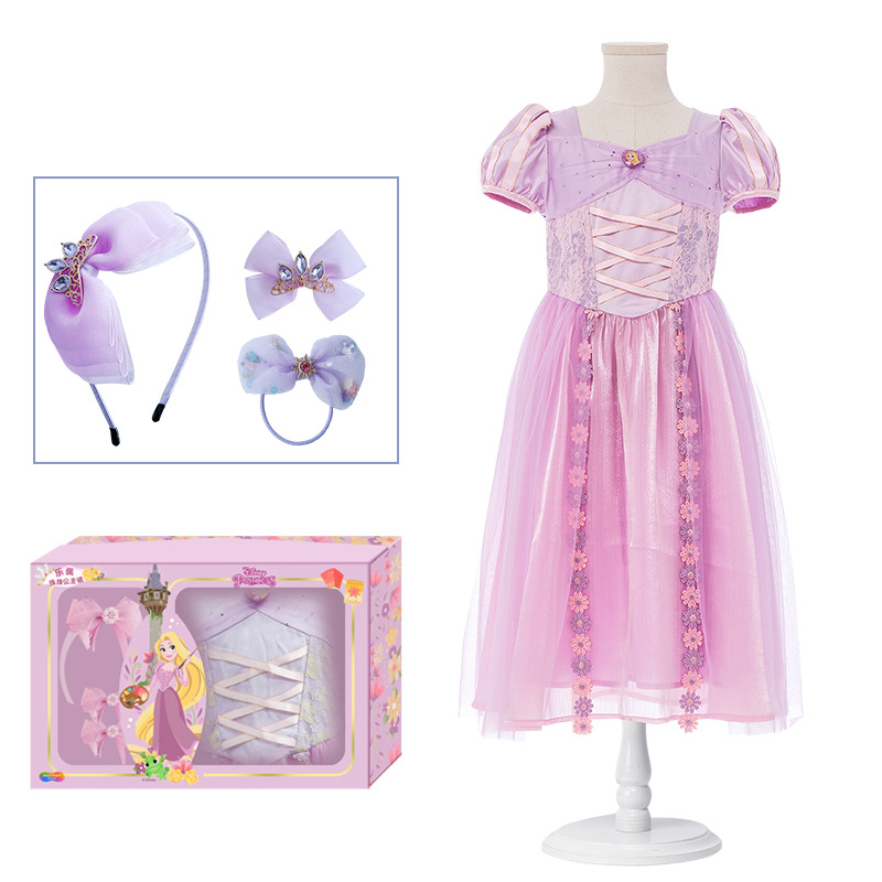 

Genuine Disney Children's Dress Ice and Snow Queen's Perfect Gift Box Princess Dress birthday Surprise, Purple