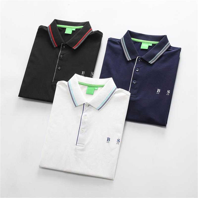 

2022 Summer men's casual short sleeved T-shirt polo men's business lapel T-shirt men, Blue