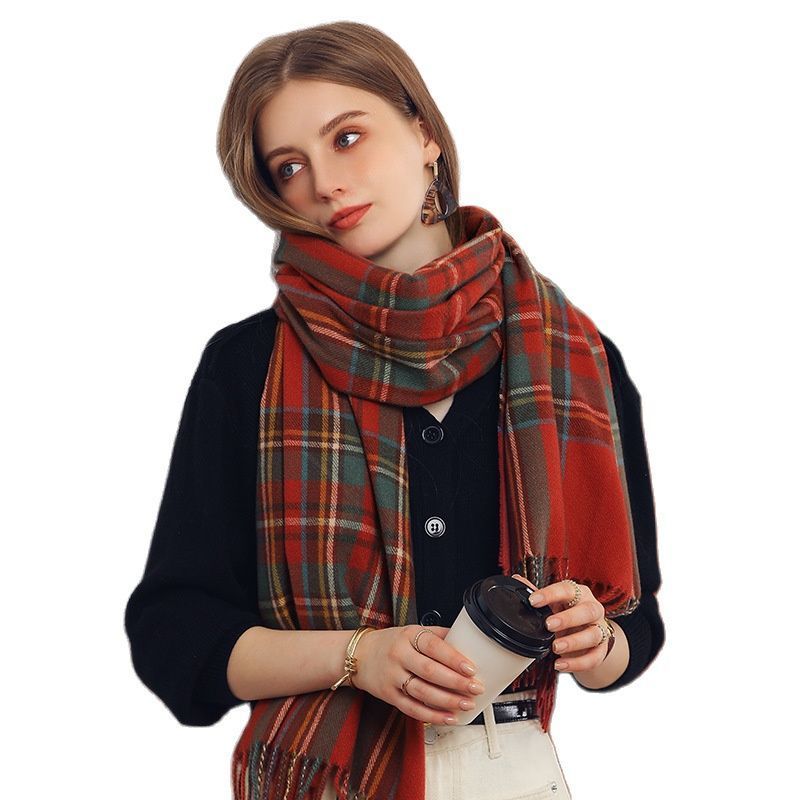 

Scarves Visrover Winter Plaid Cashmere Woman Scarf Fashion Female Wool Handfeel Shawl Black White Wrap Check Stole Blanket 220929