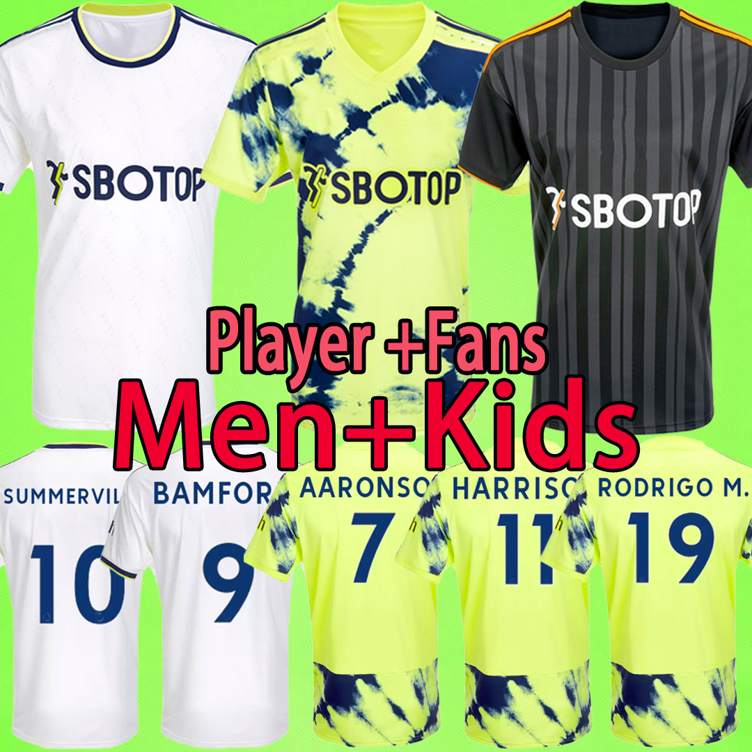 

XXXL 4XL Soccer jerseys Player Fans version 22 23 MEN KIDS KIT Leeds AARONSON SINISTERRA ADAMS KRISTENSEN ROCA HARRISON 2022 2023 football shirts United uniforms utd, 22/23 fans version