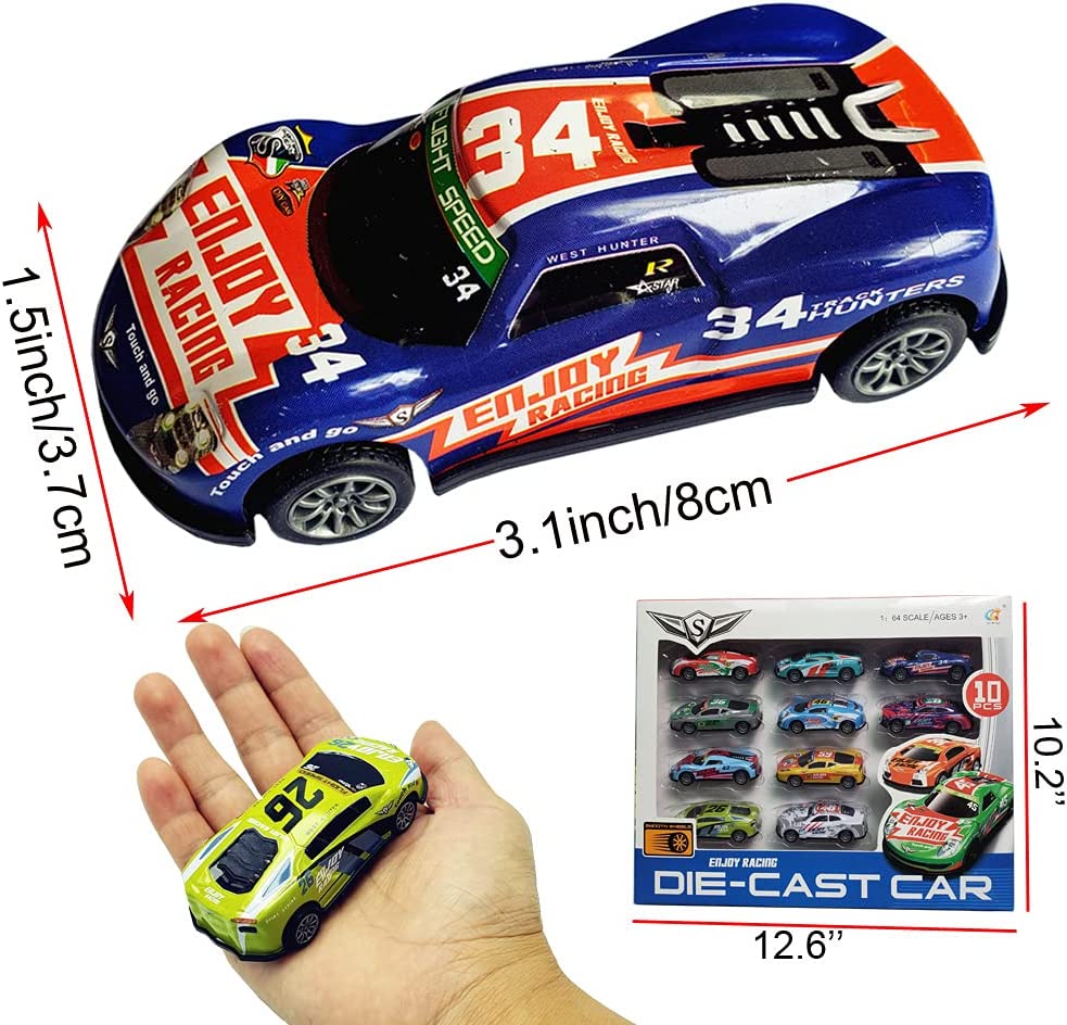 

Pull Back Racing Cars 10pcs Die cast Race Vehicles 3 Inch Lightweight Metal Vehicles Color As Random